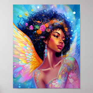 Black Fairy Queen Red Gold Fairy Fantasy Art Poster