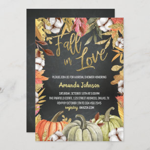Black Fall In Love Bridal Shower Invitation