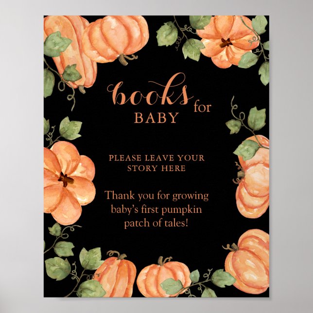 Black Fall Pumpkin Baby Shower Books For Baby  Poster (Front)