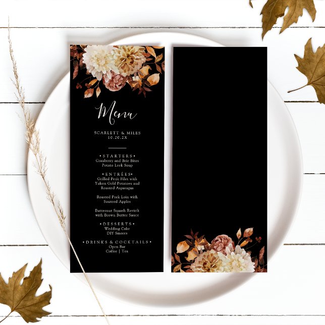 Black Fall Terracotta Watercolor Wedding Menu (Black Fall Terracotta Watercolor Wedding Menu
)