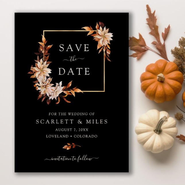 Black Fall Watercolor Floral Wedding Save The Date (Black Fall Watercolor Floral Wedding Save The Date
)