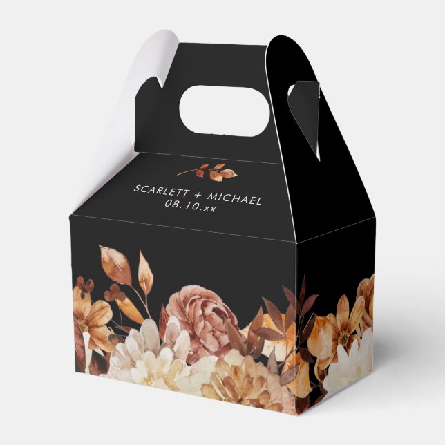 Black Fall Wedding Favour Box (Front Side)