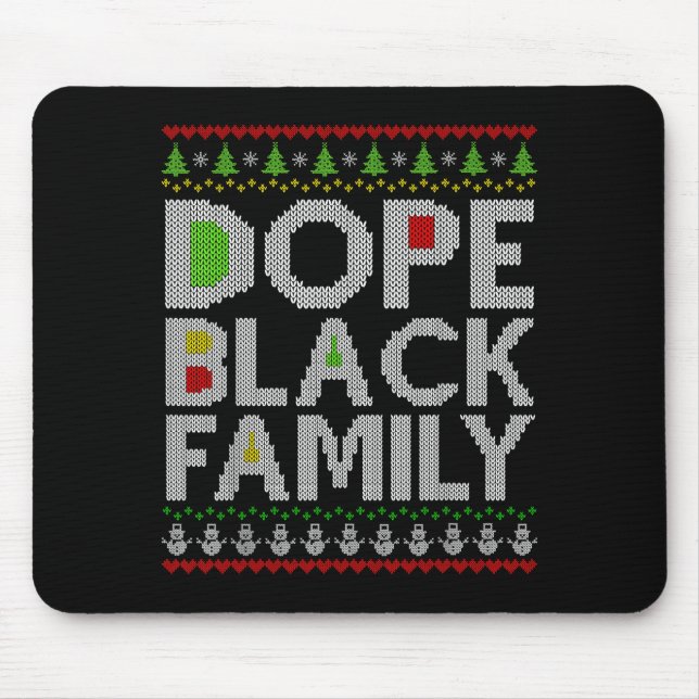 Black Family 2025 Afro Christmas Tree Santa Pj Mat Mouse Mat (Front)