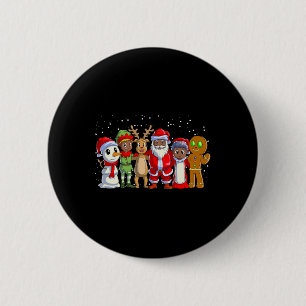 Black Family Christmas Afro African American Santa 6 Cm Round Badge