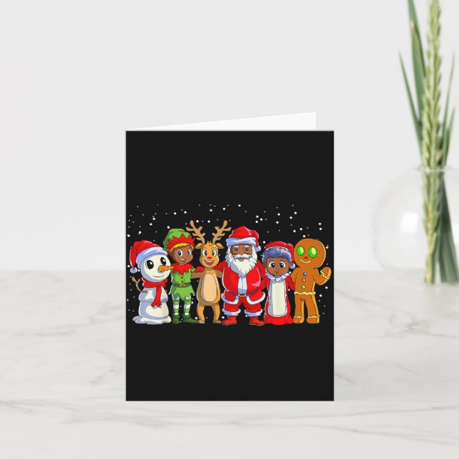 Black Family Christmas Afro African American Santa Card (Front)