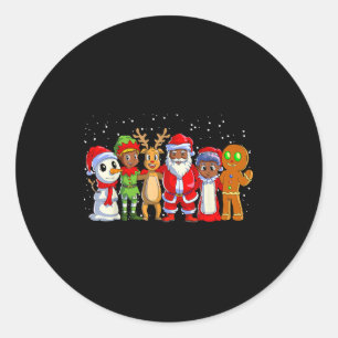 Black Family Christmas Afro African American Santa Classic Round Sticker