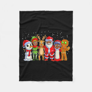 Black Family Christmas Afro African American Santa Fleece Blanket