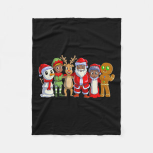 Black Family Christmas Afro African American Santa Fleece Blanket