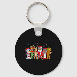 Black Family Christmas Afro African American Santa Key Ring