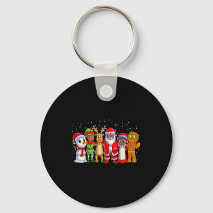 Black Family Christmas Afro African American Santa Key Ring