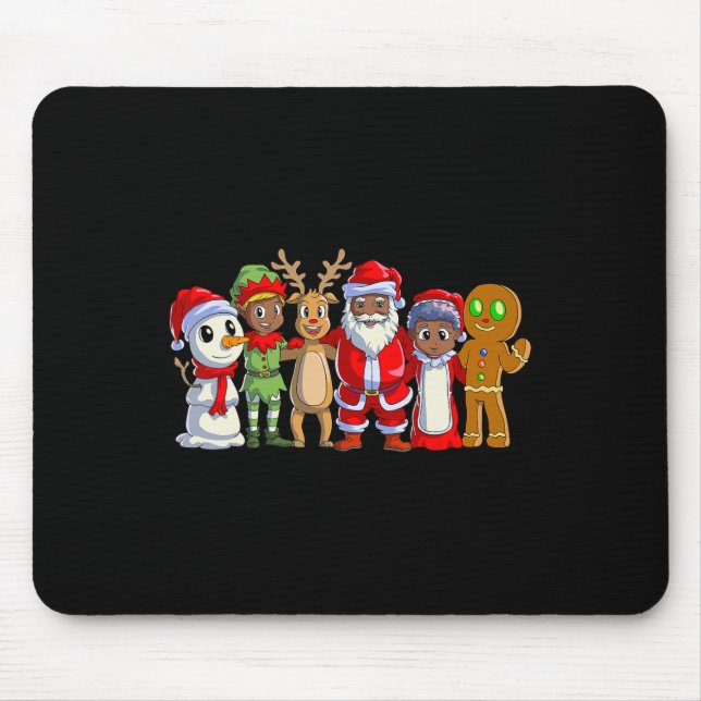 Black family christmas afro african american santa mouse mat (Front)