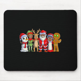 Black Family Christmas Afro African American Santa Mouse Mat