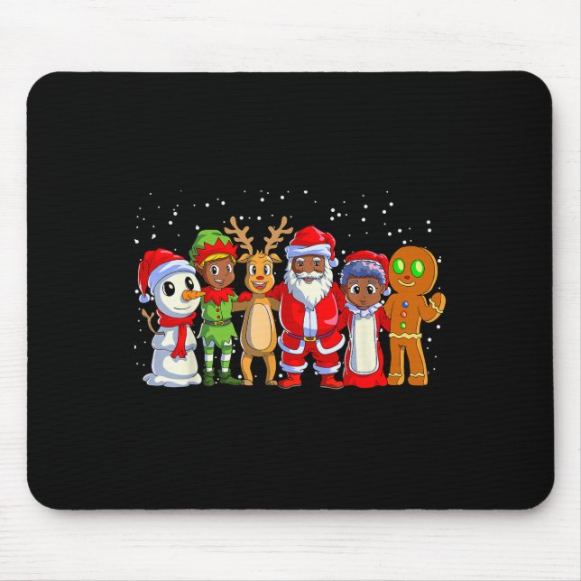 Black Family Christmas Afro African American Santa Mouse Mat (Front)