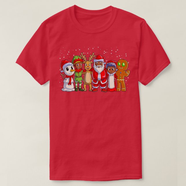 Black Family Christmas Afro African American Santa T-Shirt (Design Front)