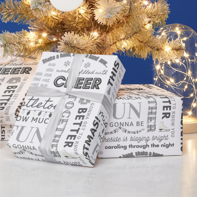 Black Family Christmas Typography Wrapping Paper (Holidays)