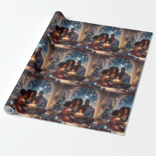 Black Family Christmas Wrapping Paper
