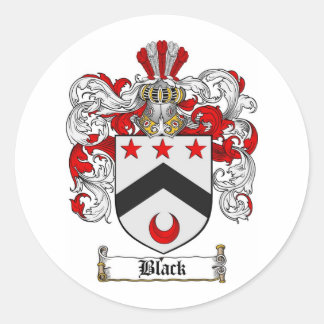 BLACK FAMILY CREST -  BLACK COAT OF ARMS CLASSIC ROUND STICKER