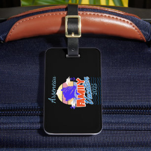 Black Family Cruise Blue/Orange Personalize Luggage Tag