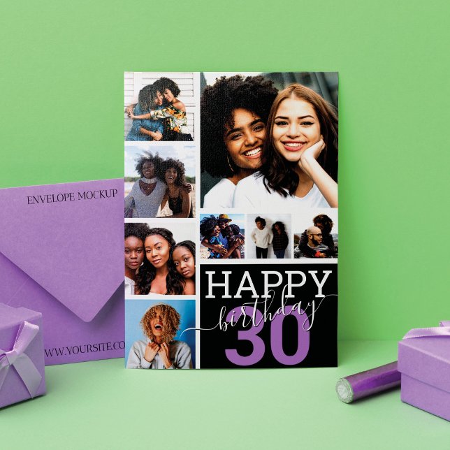 Black Family Friends Photo Collage Happy Birthday Card (Creator Uploaded)
