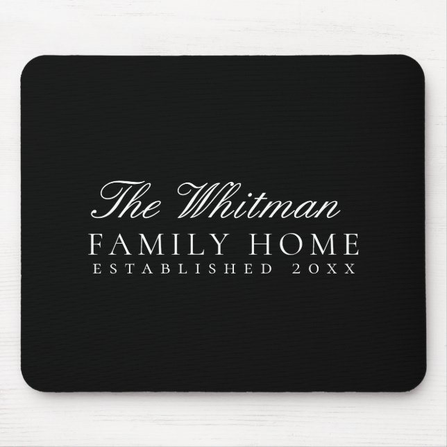 Black Family Home Mouse Mat (Front)