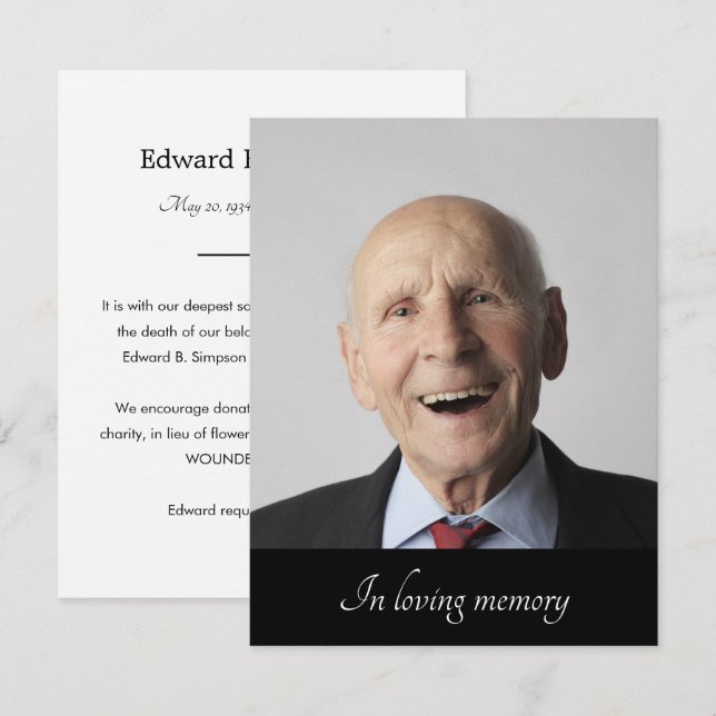 Black Family Member Passing Announcement Photo (Front/Back)