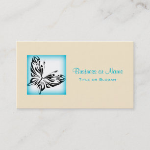 Black fancy Butterfly with Bright Blue Border Business Card