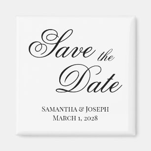 Black Fancy Calligraphy Save the Date Magnet