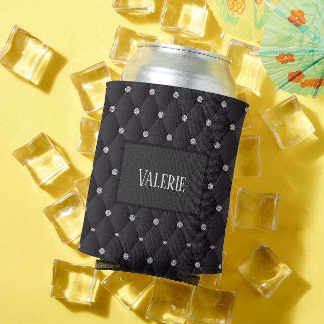 Black Fancy Quilted   Can Cooler (In Situ Summer)