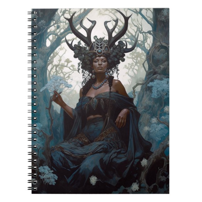 Black Fantasy Sorceress Magic Fantasy Notebook (Front)