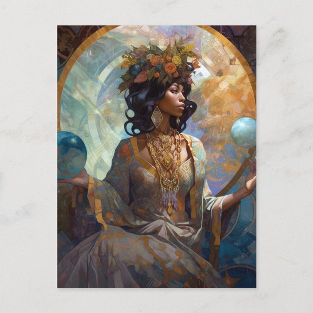 Black Fantasy Sorceress Magic Fantasy Postcard (Front)