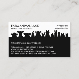 Black Farm Animal Appointment Visit Veterinarian Business Card