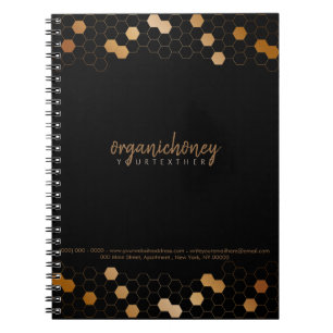 Black Farm Honeycomb Bee Apiary Organic Gold Notebook