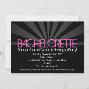 Black Fashion Lights Bachelorette Party Invitation