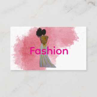 Black Fashionista with Side Afro Puff Business Card