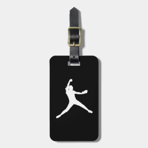 Black Fastpitch Silhouette Luggage Tag