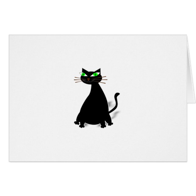 Black Fat Cat With Green Eyes (Front Horizontal)