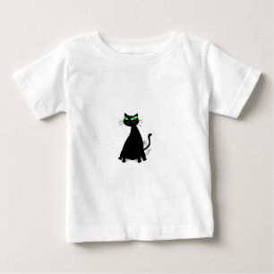 Black Fat Cat With Green Eyes Baby T-Shirt
