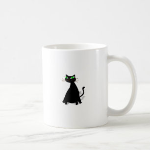 Black Fat Cat With Green Eyes Coffee Mug