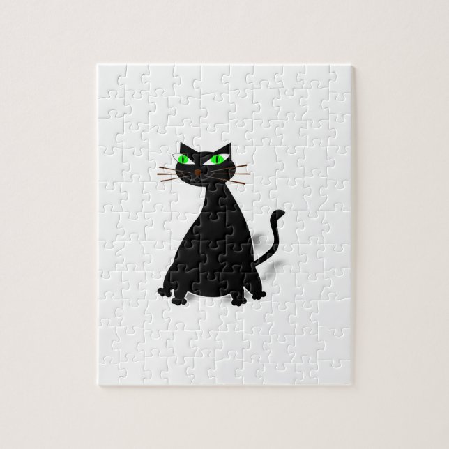 Black Fat Cat With Green Eyes Jigsaw Puzzle (Vertical)
