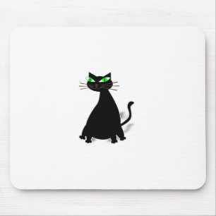 Black Fat Cat With Green Eyes Mouse Mat