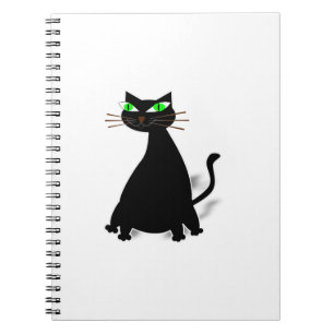 Black Fat Cat With Green Eyes Notebook