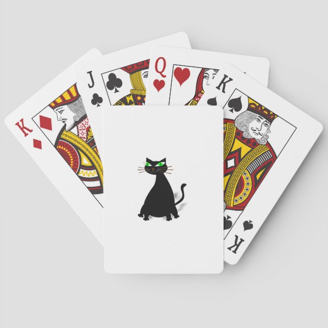 Black Fat Cat With Green Eyes Playing Cards (Back)