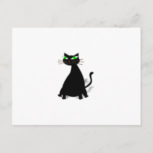 Black Fat Cat With Green Eyes Postcard