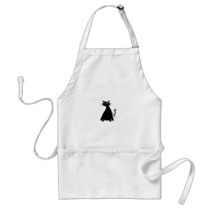 Black Fat Cat With Green Eyes Standard Apron