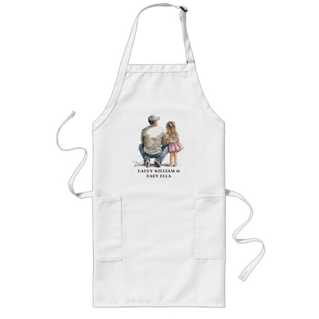 Black Father and Daughter Bond (10) Long Apron (Front)