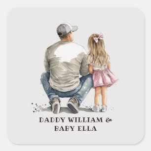 Black Father and Daughter Bond (10) Square Sticker