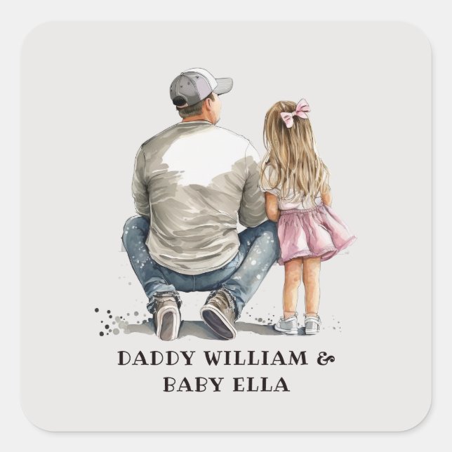 Black Father and Daughter Bond (10) Square Sticker (Front)