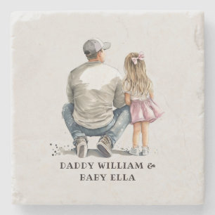 Black Father and Daughter Bond (10) Stone Coaster
