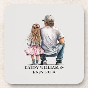 Black Father and Daughter Bond (11) Coaster