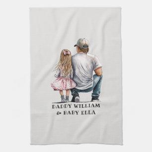 Black Father and Daughter Bond (11) Tea Towel